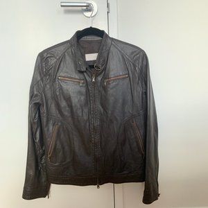 One-of-a-Kind Brown Leather Jacket, Made in Italy